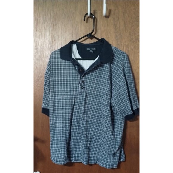 Men’s Checkered Knit Polo Shirt – Short Sleeve Retro Style - Picture 1 of 3